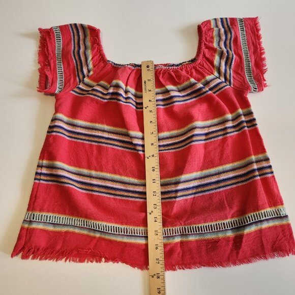 Anthropologie dRA Los Angeles Off Shoulder Shirt Frayed Raw‎ Striped Boho Medium - Picture 9 of 9